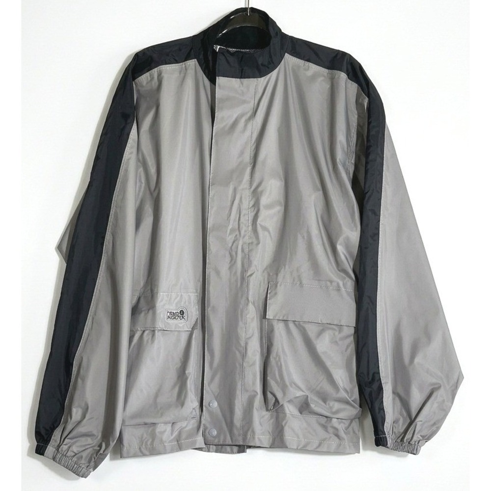 Tour Master Rain Jacket Mens Medium Gray Black PVC Coated Nylon Motorcycle Gear